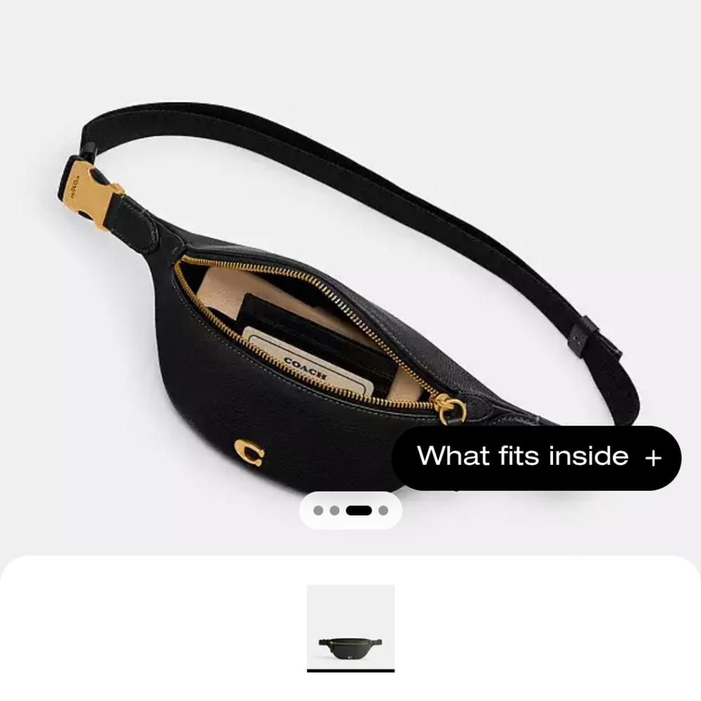 New! Essential Black Leather Belt Bag - Picture 4 of 9